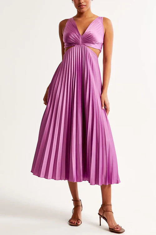 Kvinners Pleated Maxi Kjole Elegant & Flowy