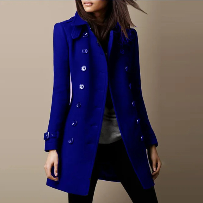 Elegant Dobbelt-Breasted Kvinners Trench Coat