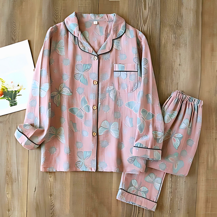 2-Delt Bomull Loungewear med Sommerfugl Mønster