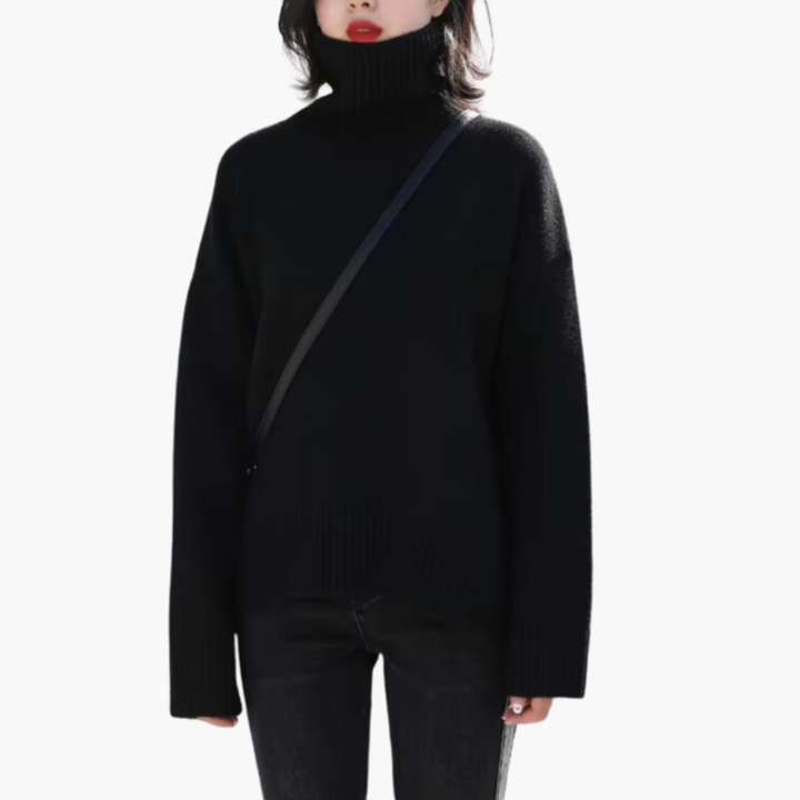 Kvinners Turtleneck Genser med Lange Ermer og Ribbet Overflate