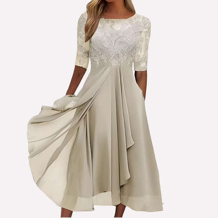 Kvinnes Blomster Lace Chiffon Kvelds Kjole