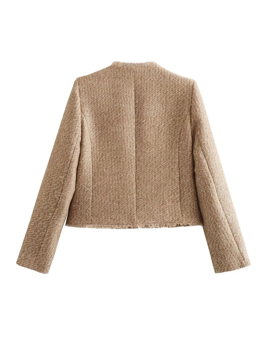 Elegant Cropped Tweed Jacket for Women Tidloes Sofistikering med en Moderne Vri