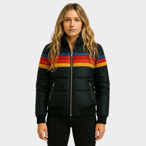 Kvinners Retro Multifarge Puffer Jakke