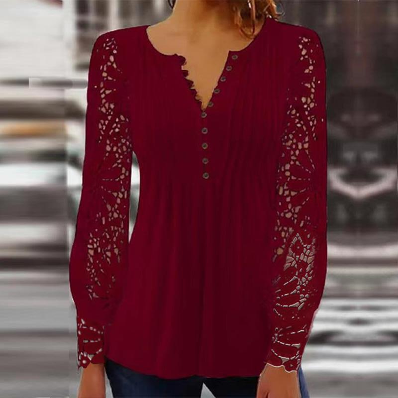 Yara – Bluse med Blondeermer