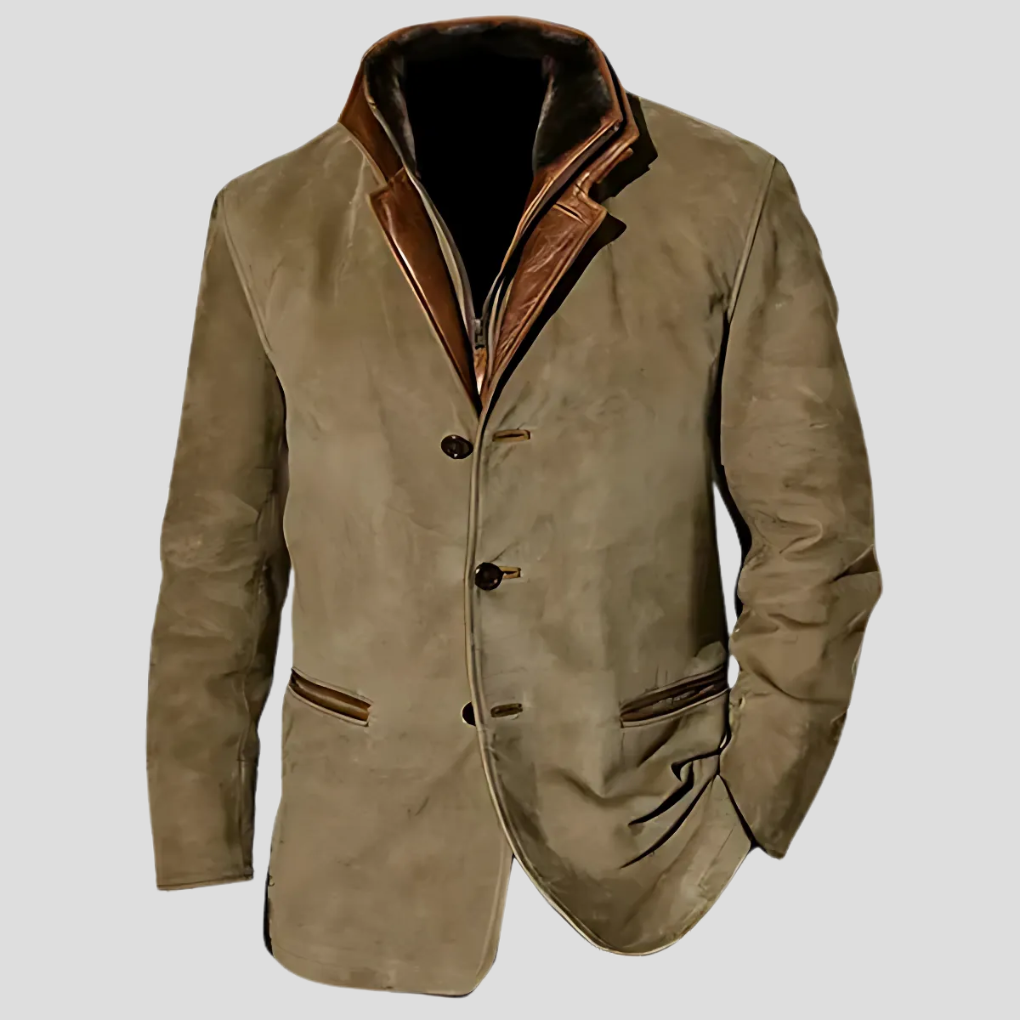 Menns Retro Kontrast Krage Jakke