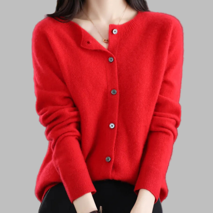 Damen O-Hals Cardigan