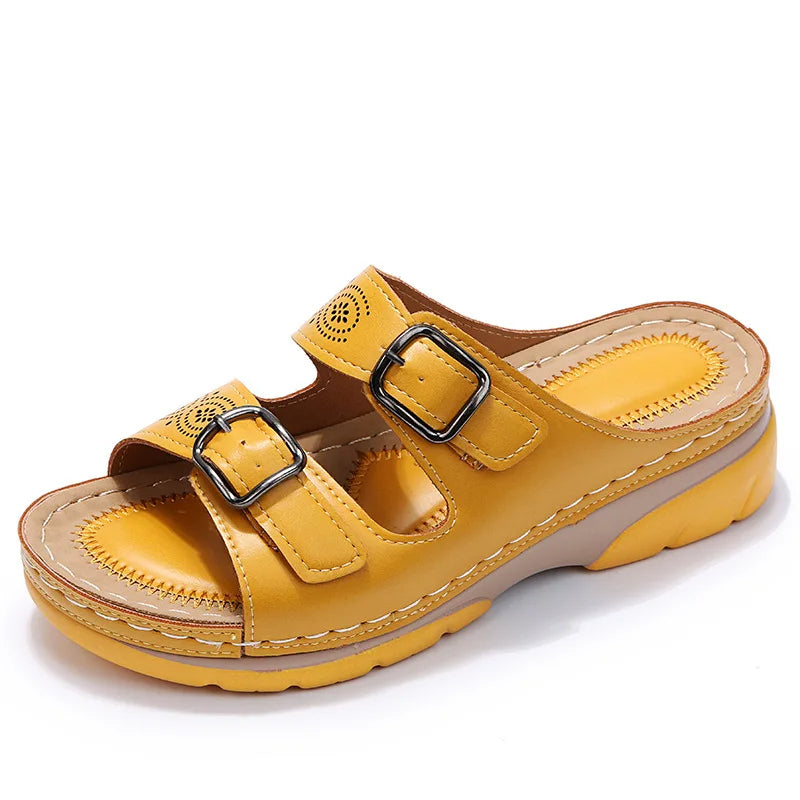Komfortable Wedge Sandaler med Dobbel Spenne