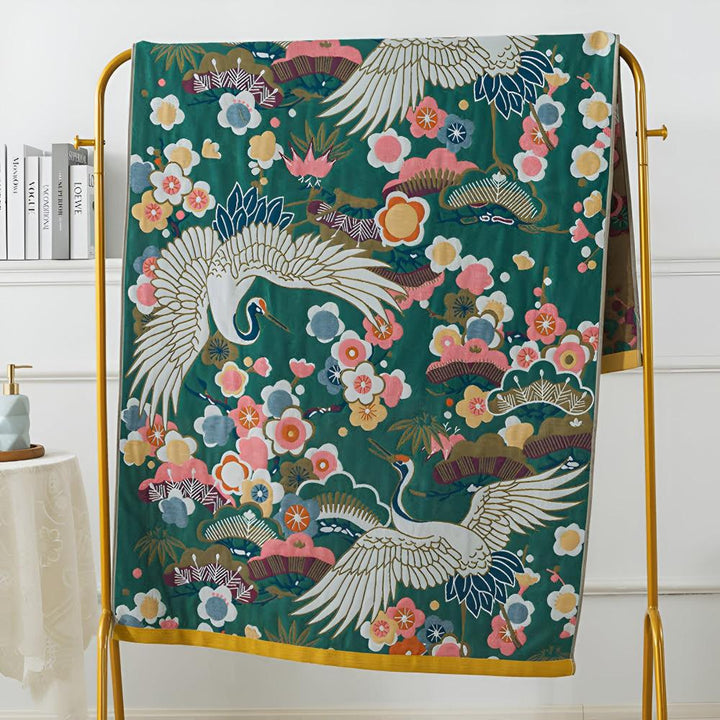 Lush Blomst Hegre Bad Håndkle – Elegant Komfort med Kunstnerisk Flair