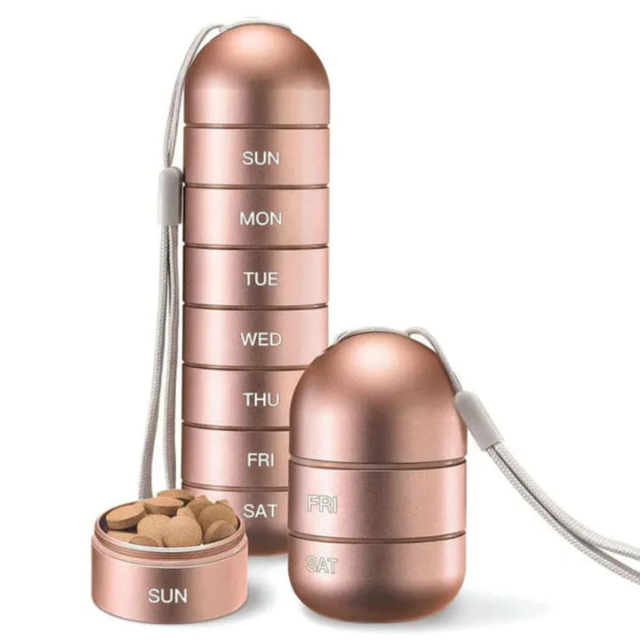 Aluminium 7 Dager Bærbar Pille Organisator