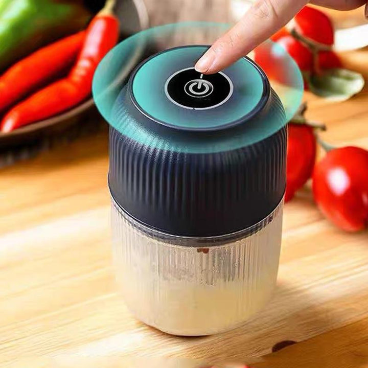USB-oppladbar minihakker med 4 blader i rustfritt stål, 300 ml bolle