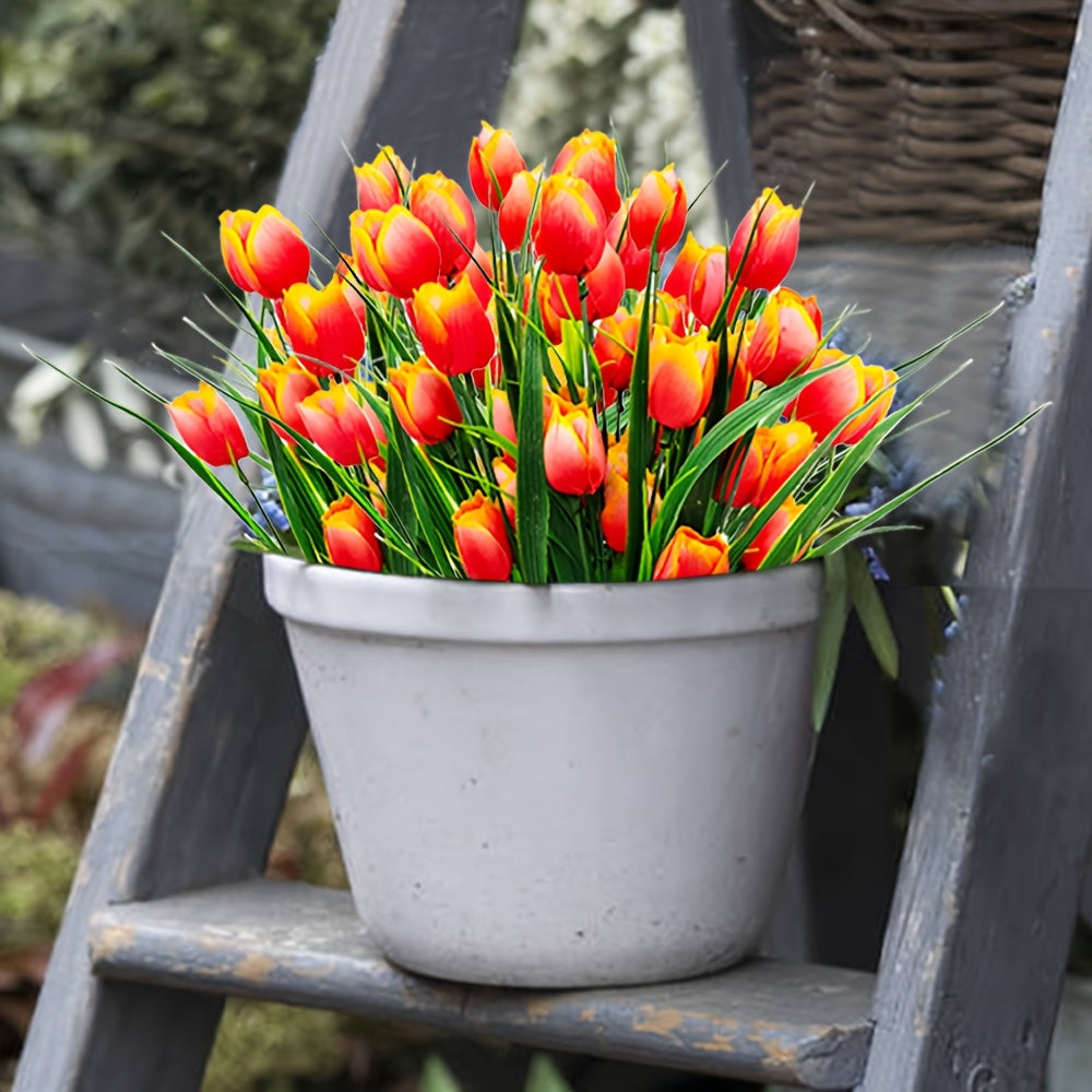 Sett med 6 Kunstige Tulipanbuketter – UV-bestandige og Realistiske til Hage- og Innedekorasjon