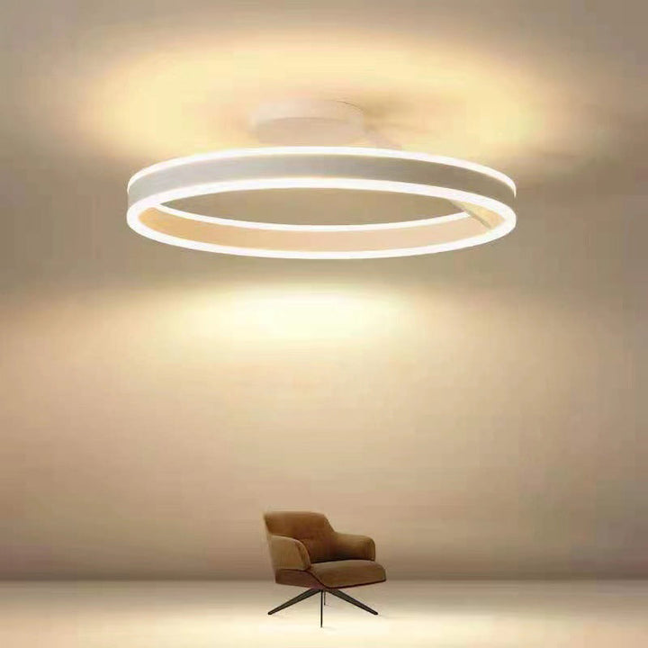 Arisha rund taklampe, moderne LED, svart/hvit, stue, gang, metall