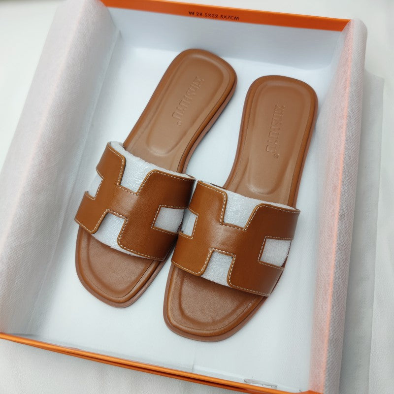 Dame-sandaler med H-profil i vegansk skinn - Komfortable og elegante