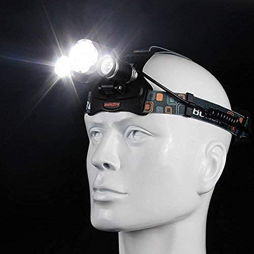 Hqdz-Td 20000 lumen oppladbar hodelykt - vanntett, justerbart lys for utendørs, jakt, camping