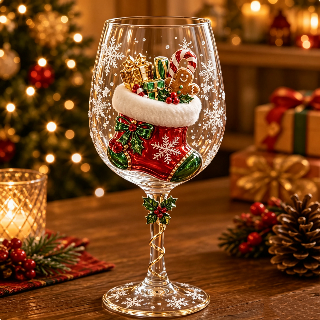 3D-vinglass til jul – festlig drikkeglede med julecharme