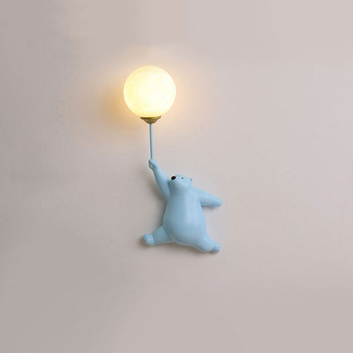 Søt bjørnevegglampe med ballonglys for barnerom