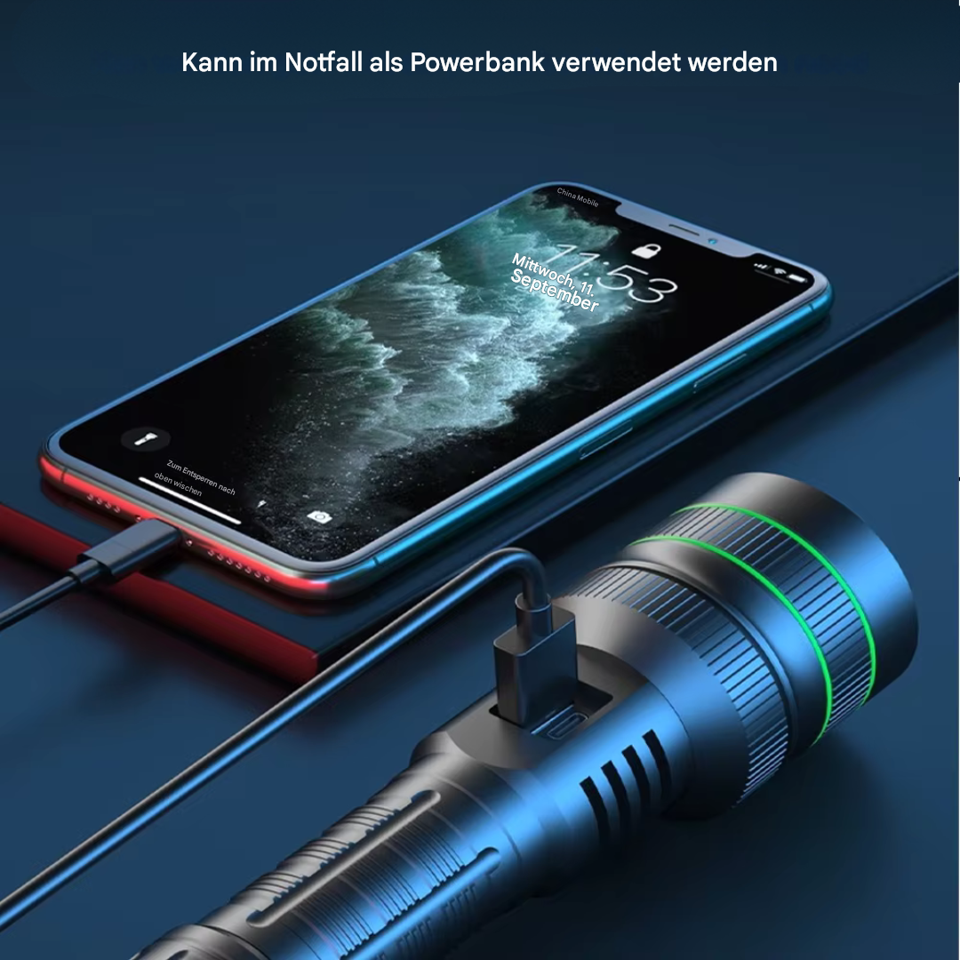 Ekstremt Lyssterk og Zoombar LED-Lommelykt - PowerBeam