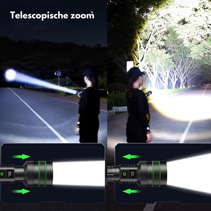 Ekstremt Kraftig og Zoombar LED-lommelykt - PowerBeam