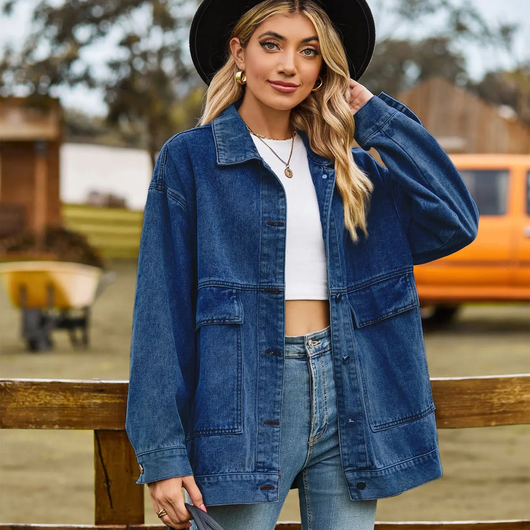 Klassisk Vintage Denim Jakke for Kvinner