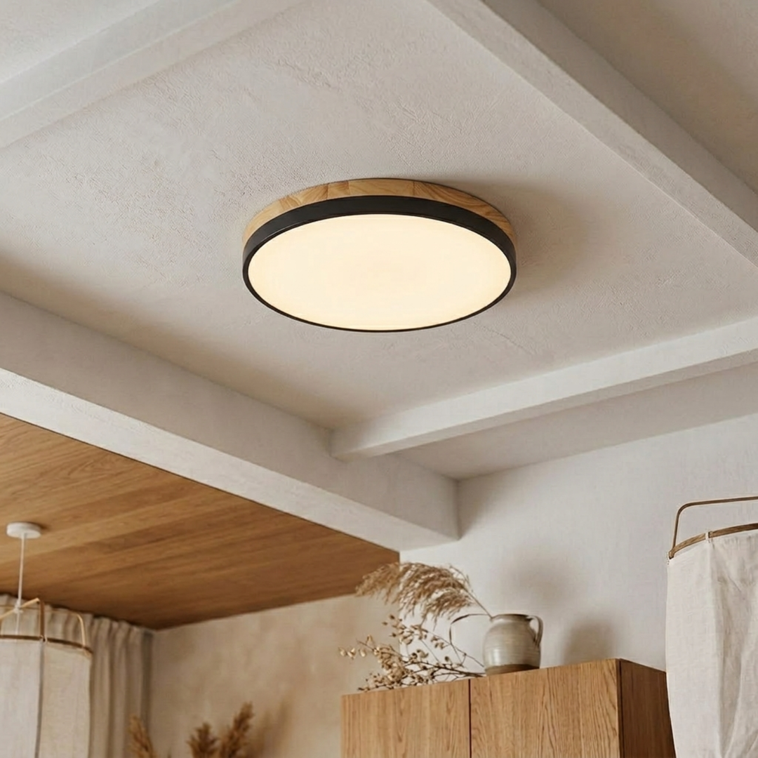 Rund skive-taklampe – flat, flushmontert lampe