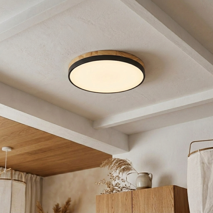 Rund skive-taklampe – flat, flushmontert lampe