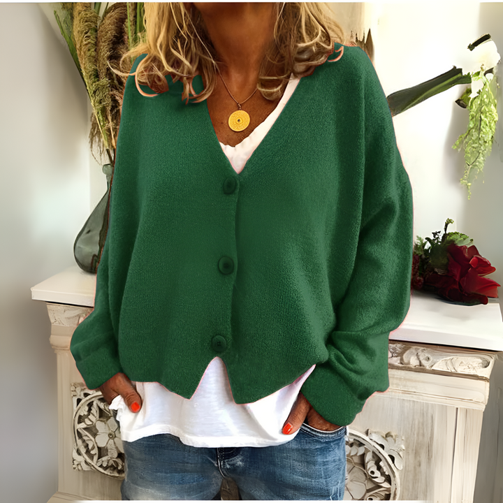 Kvinners myke strikkede avslappet passform cardigan