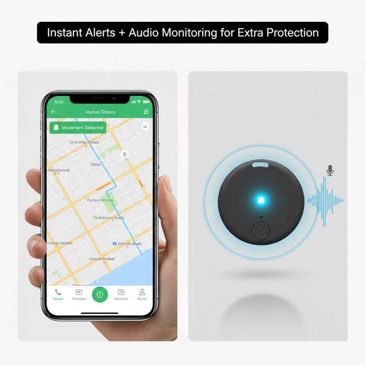 Magnetisk mini-GPS-tracker med sanntidsposisjon, bevegelsesvarsler og lydovervåking
