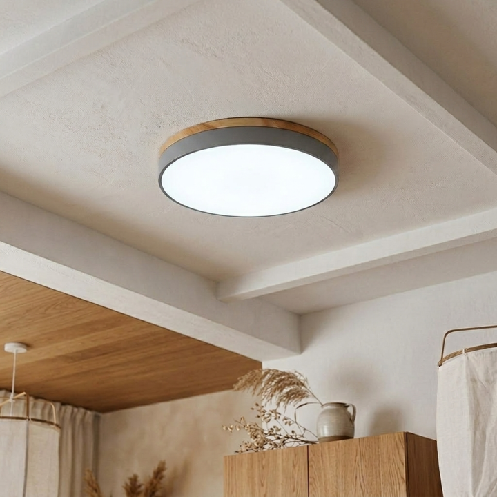 Rund skive-taklampe – flat, flushmontert lampe
