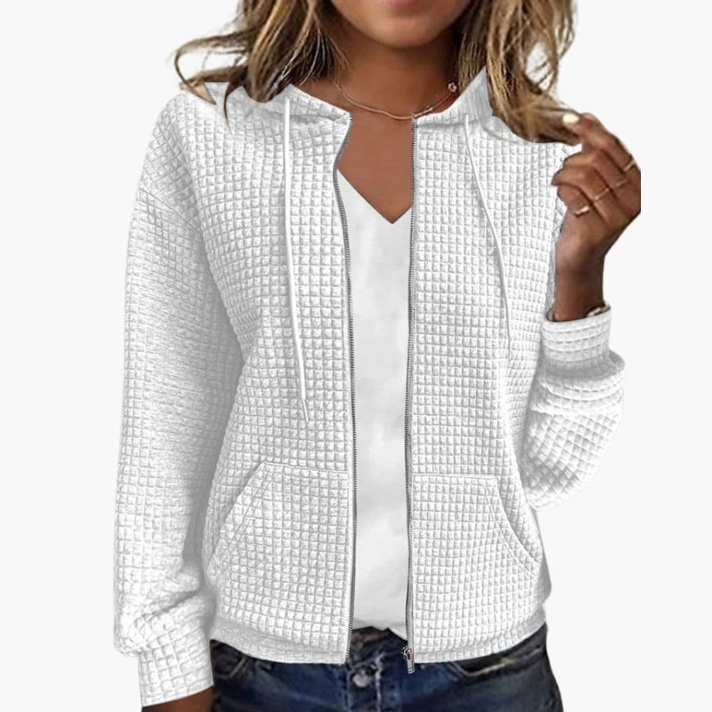 Kvinne Zip-Up Hettegenser med Drawstring Hette