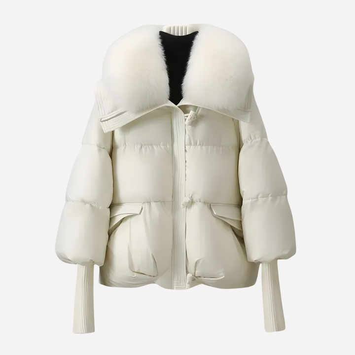 Kvinners Puffer Jakke med Faux Fur Krage