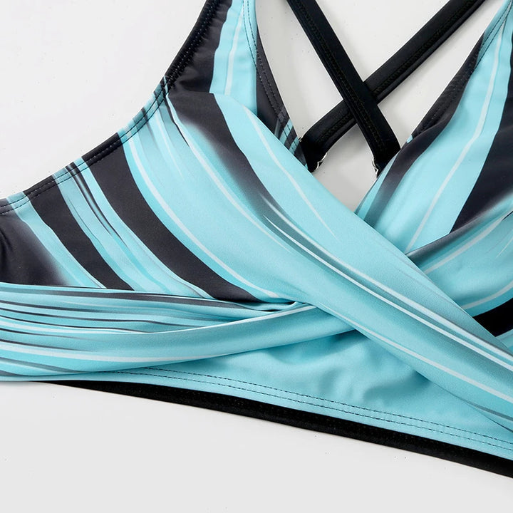 Høy Midje Bikini Set med Stilig Print