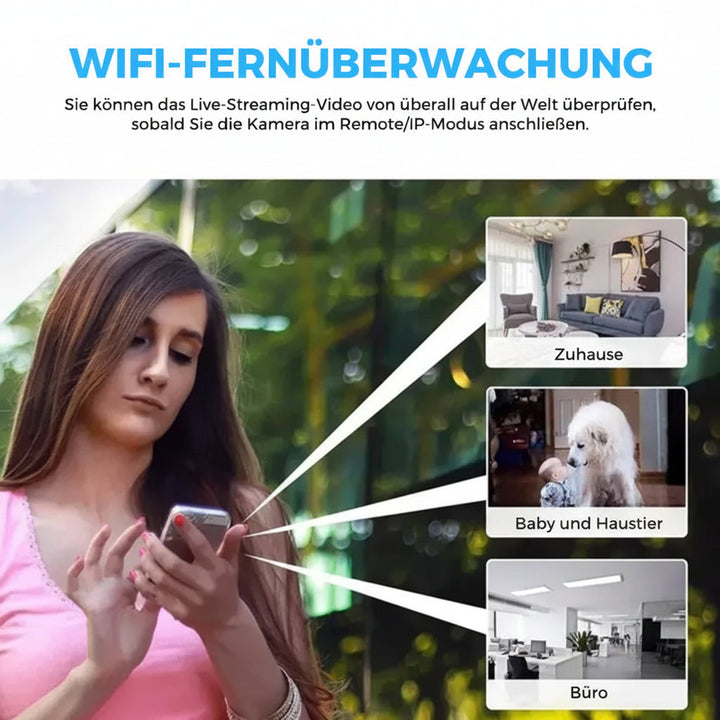 Mini WiFi-overvåkingskamera 1080p | Skjult nattsyn | Bevegelsesalarm | Lyd