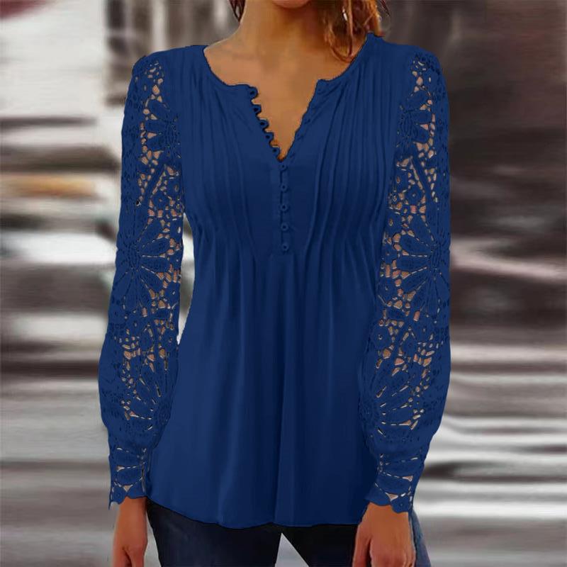 Yara – Bluse med Blondeermer