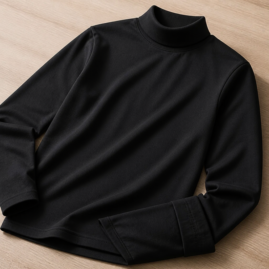 Langermet slim fit-genser til herre med høy krage som kan brettes ned