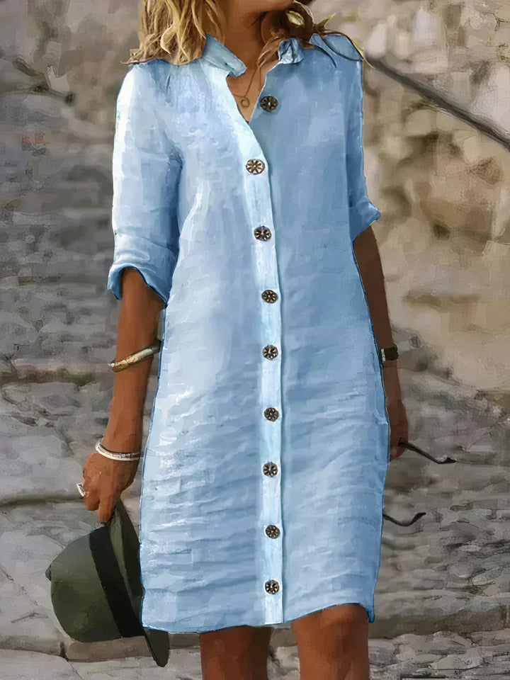 Casual Sommer Linen Midi Kjole