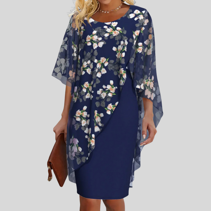 Elegant Blomster Chiffon Kjole – Grasiøs Stil med Feminine Trykk