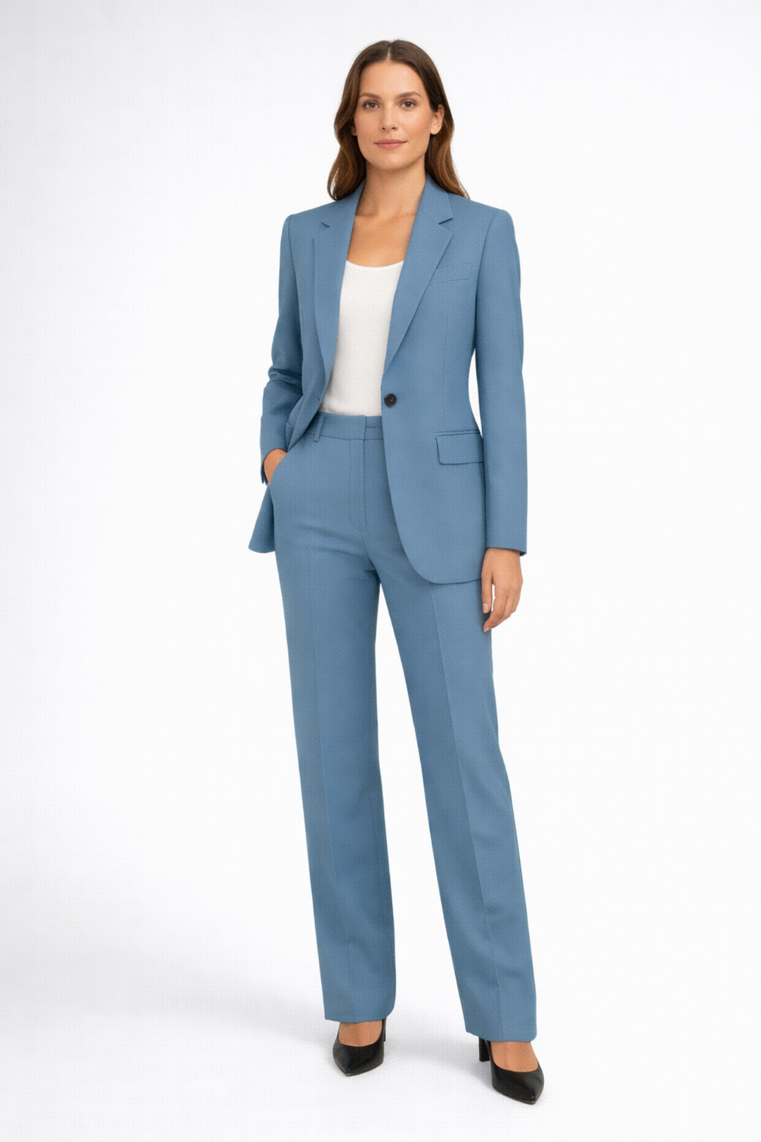 Buksedress til Dame – Blazer med Struktur & Rett Bukse