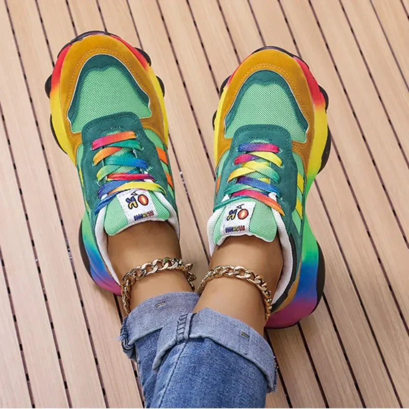 Trendy Multicolor Sneakers med Plattform Såle