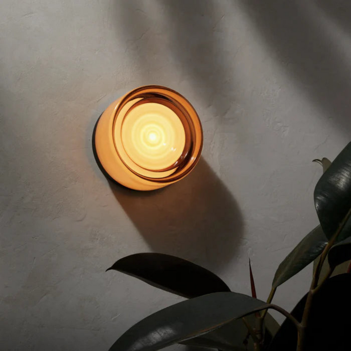 Rund moderne veggarmatur i glass med LED, 1 lyspunkt