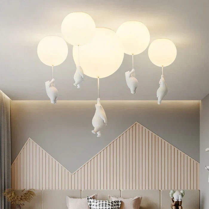 Taklampe for barn med bjørn og ballong - CloudBear