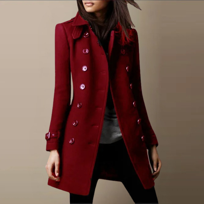 Elegant Dobbelt-Breasted Kvinners Trench Coat
