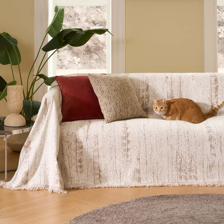 Mandel Crest Sofa Trekk Elegant Komfort for Din Stue