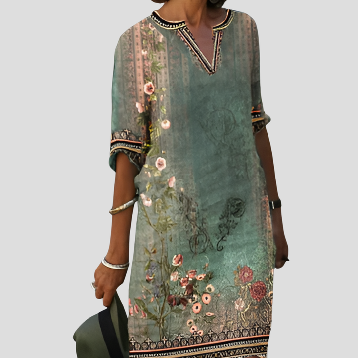 Enkelt og Komfortabel Boho Blomster Volang Kjole