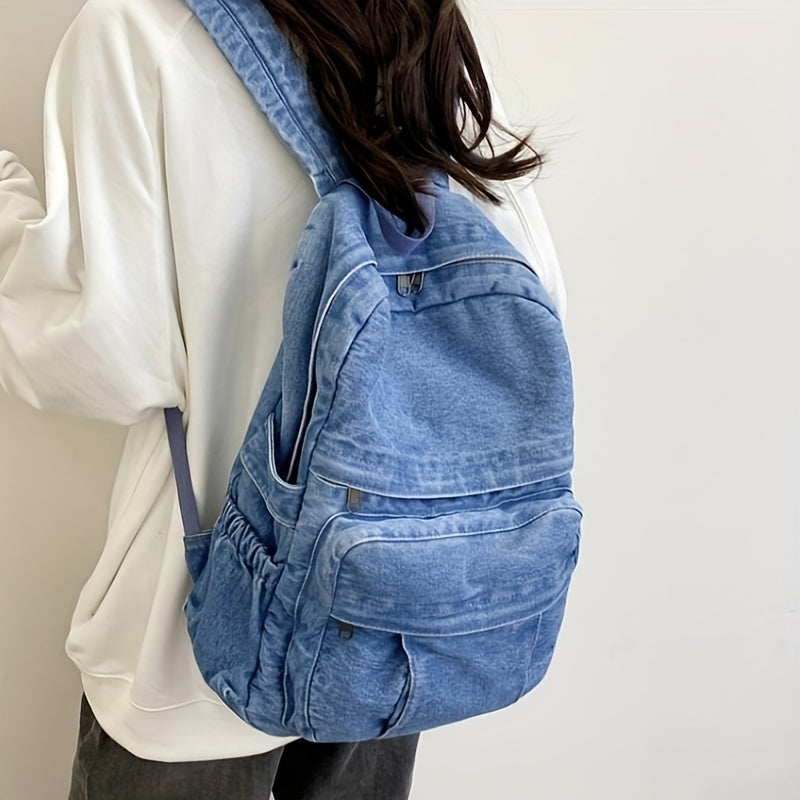 Uformell Denim-Ryggsekk – Trendy og Allsidig Reiseveske for Menn og Kvinner
