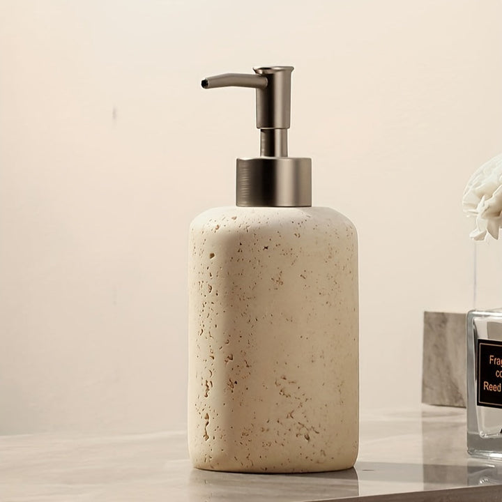 Såpedispenser i marmor – Luksusdispenser i resin med pumpe i rustfritt stål for bad eller kjøkken