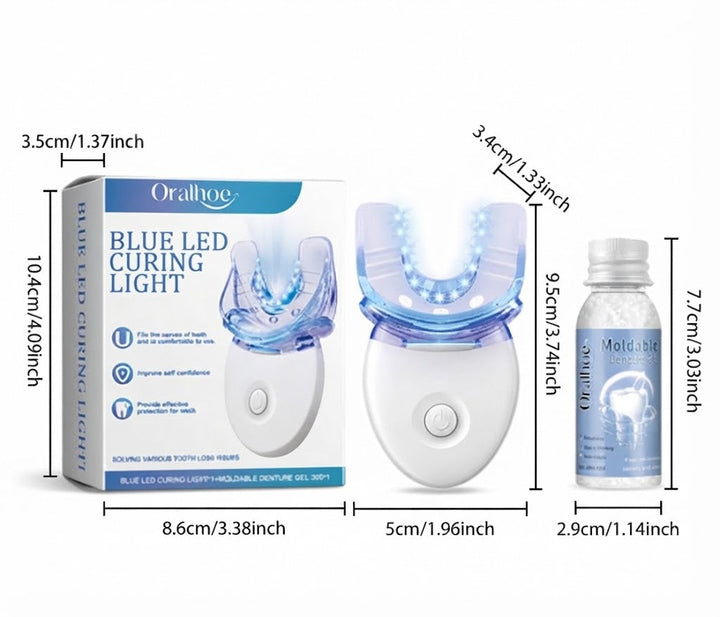 Protese | Tannreparasjonssett med LED | Formbar tannprotesegel | Futusly