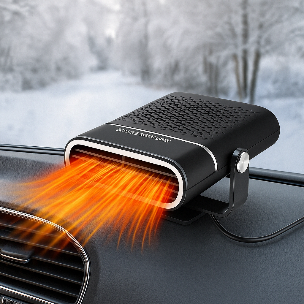 Bilvarmer og frostfjerner for ruter | 12V USB Bærbar | Svart