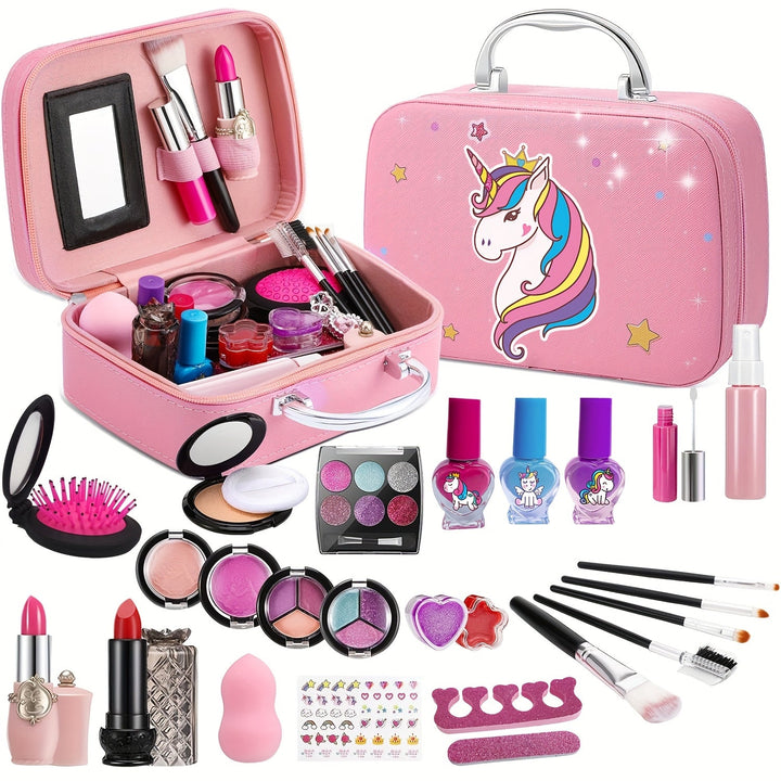 Deluxe Unicorn sminkeveske – ekte kosmetikk og tilbehør for jenter