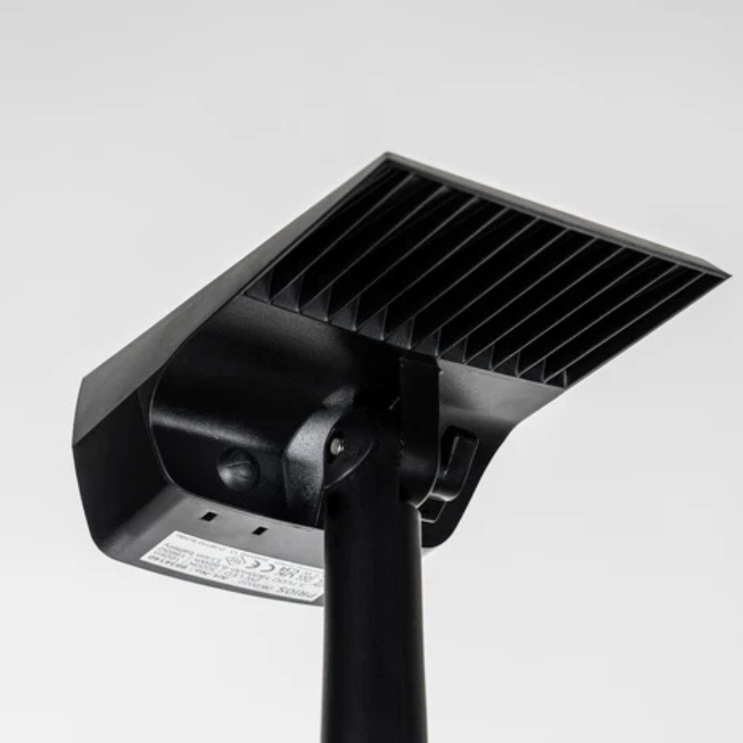 Solcelledrevet hagespotlight med justerbart hode, 3 lysstyrker, IP65 vanntett