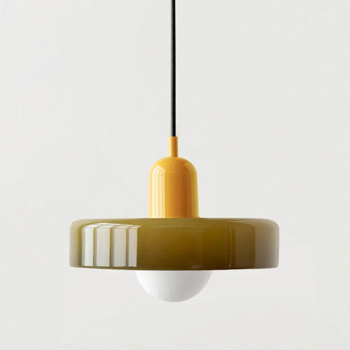Bauhaus pendellampe i fargeglass